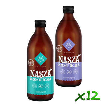 Nasza Kombucha 500ml x12szt (KLASYCZNA + LAWENDA)
